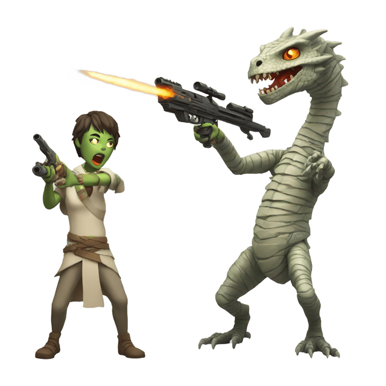 genmoji：Mummy shooting a zombie dragon