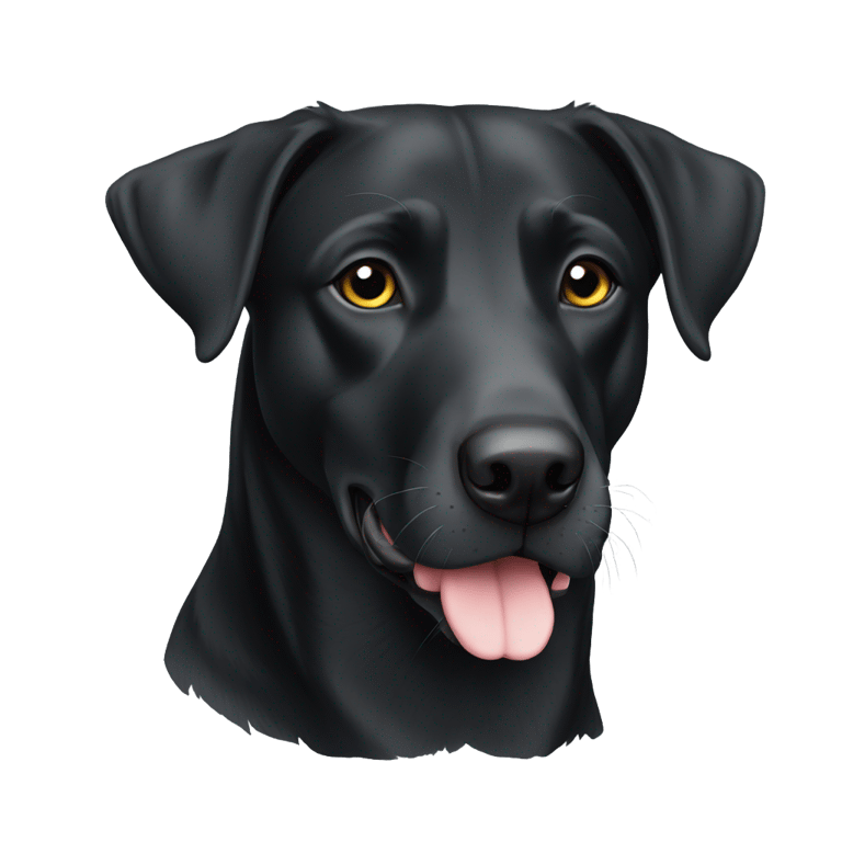 genmoji: Labrador kelpie black with grey muzzle