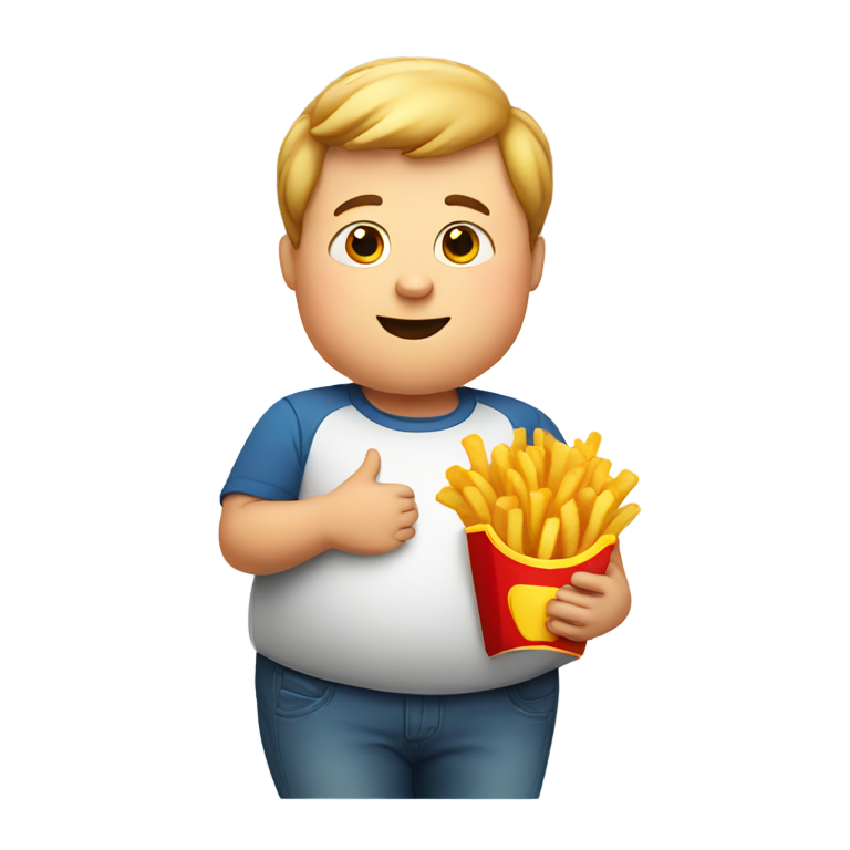 genmoji : Enfant gros tenant des frites