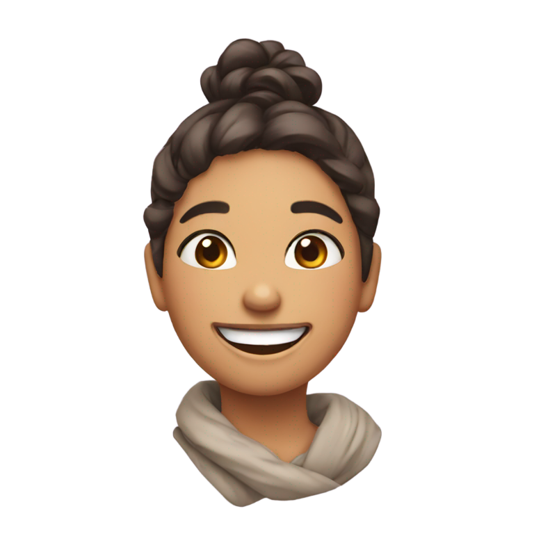 genmoji：女孩双手环绕脖子大笑