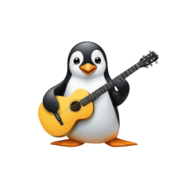 genmoji：A penguin playing guitar