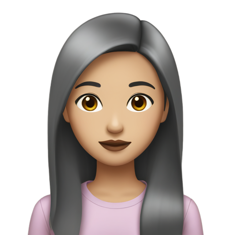 genmoji : Une Asiatique du Sud-Est avec une peau légèrement bronzée, des cheveux noirs longs et raides, portant un haut moulant gris à manches longues. Femme aux yeux marron foncé et aux lèvres pulpeuses de couleur rose.