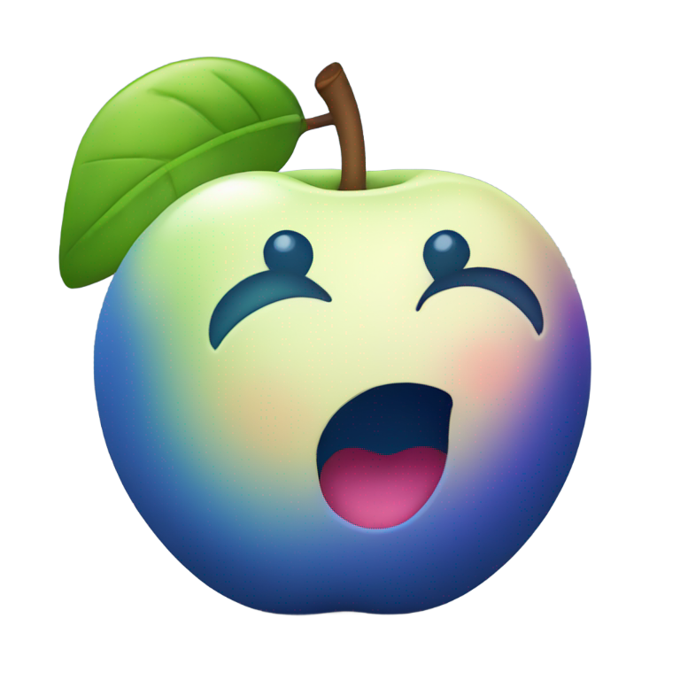 絵文字：シンプルな一粒の青いブルーベリー、Apple iOS絵文字スタイル、3D丸みを帯びたソフトシェーディング