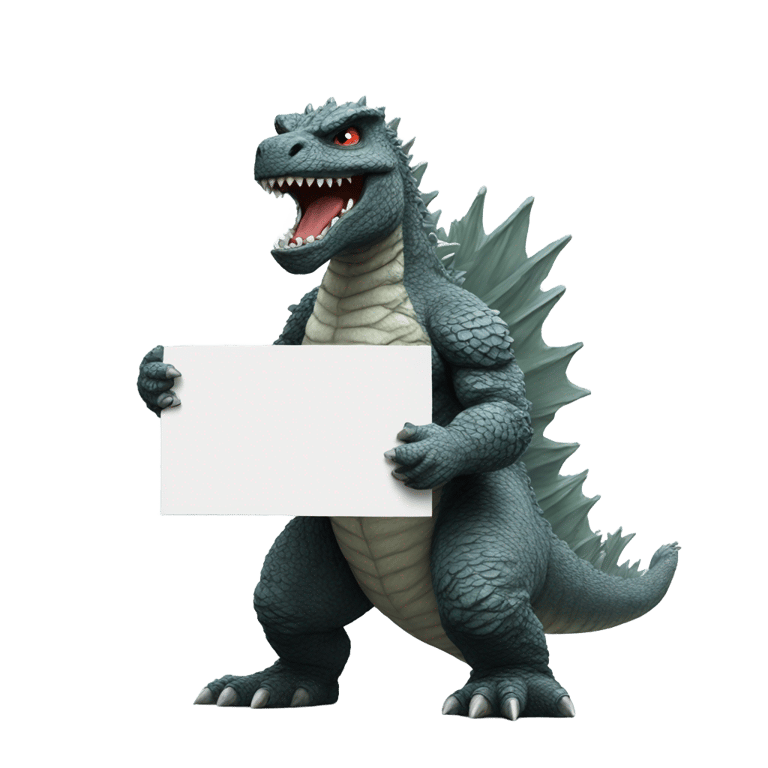 絵文字：Godzilla holding a white sign