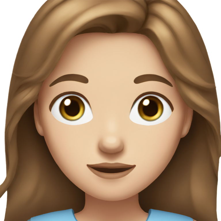 genmoji : Femme blanche aux cheveux bruns longs et aux yeux bleu clair