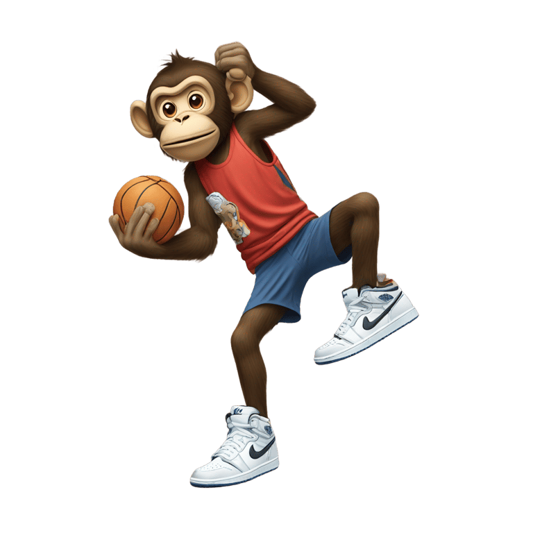 genmoji : Gros singe portant des chaussures "Nike Jordan 1 Retro High Og"