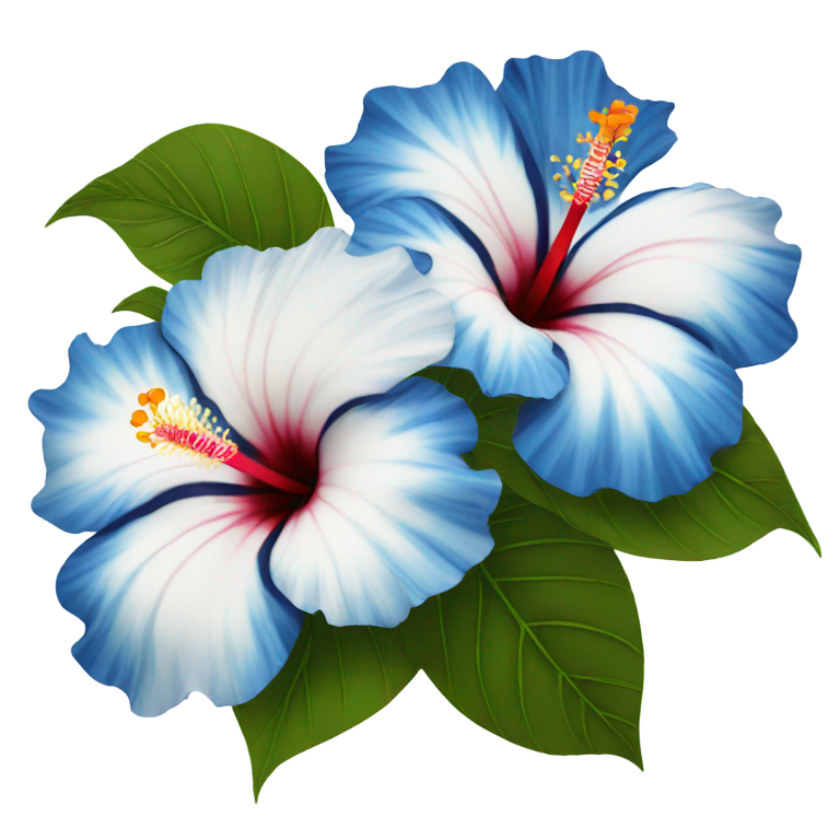 genmoji：蓝白相间的木槿花