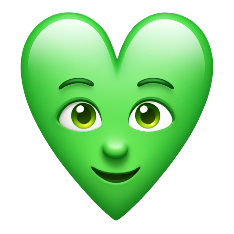 genmoji: Green heart emoji with heart-shaped eyes
