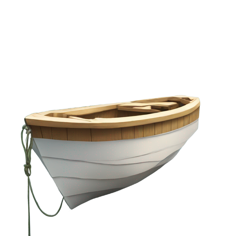 genmoji: Stock boat emoji tied up to a boat dock