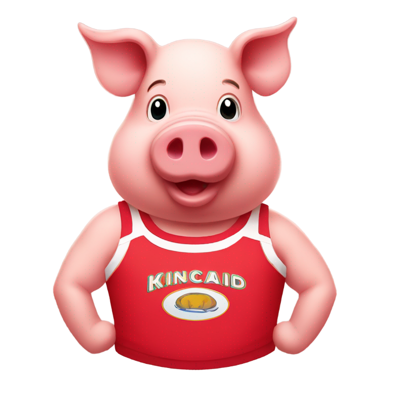 genmoji : Cochon dans un maillot rouge avec "Kincaid" écrit dessus