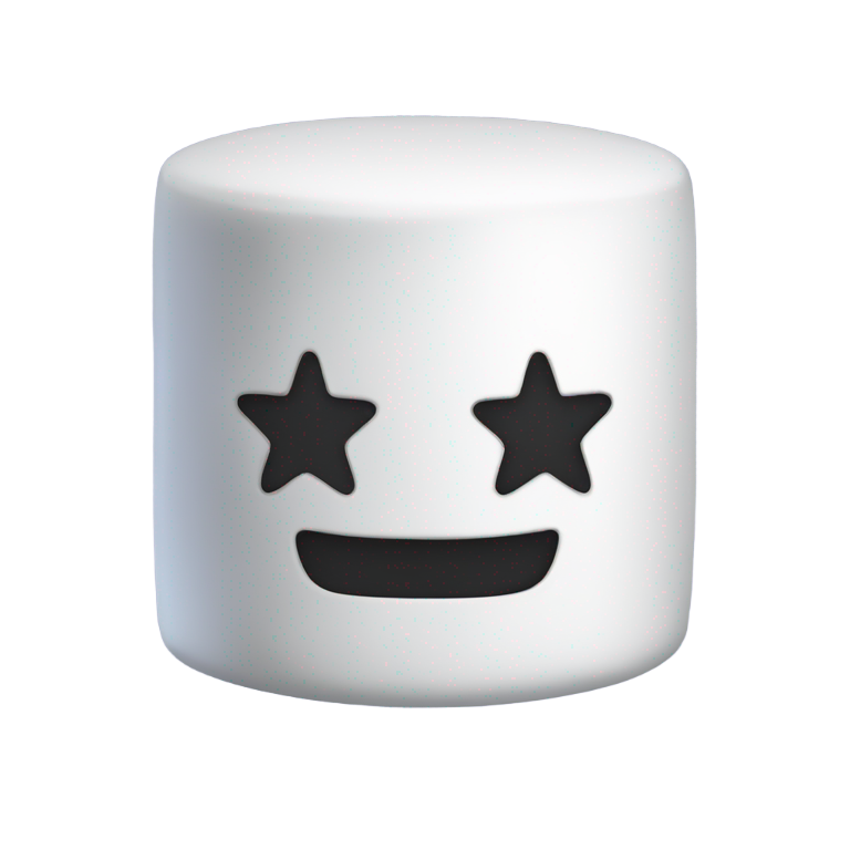 genmoji：Marshmello with star eyes that are closed and one of them are winking