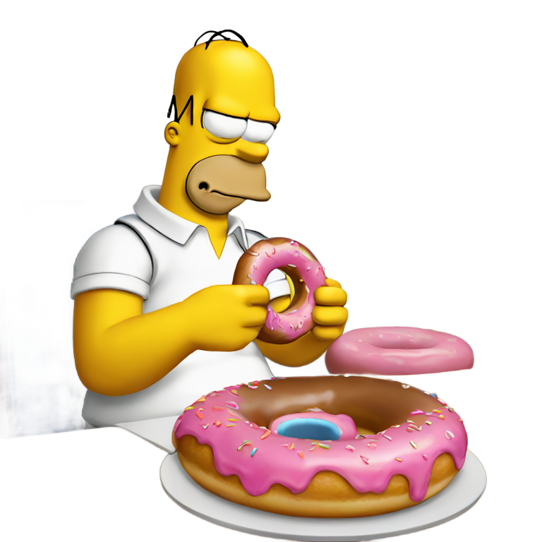 genmoji : Homer Simpson mangeant un donut