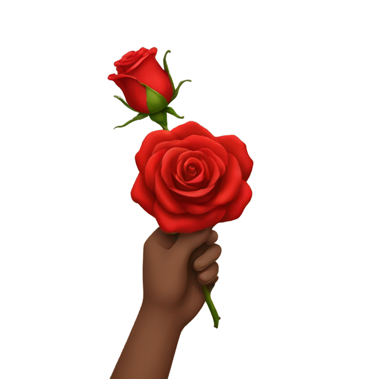 genmoji: medium brown hand holding red rose