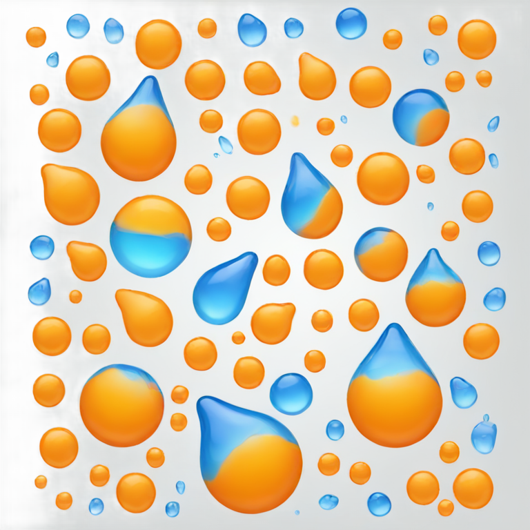 genmoji : Une goutte d'huile moitié orange et moitié bleue