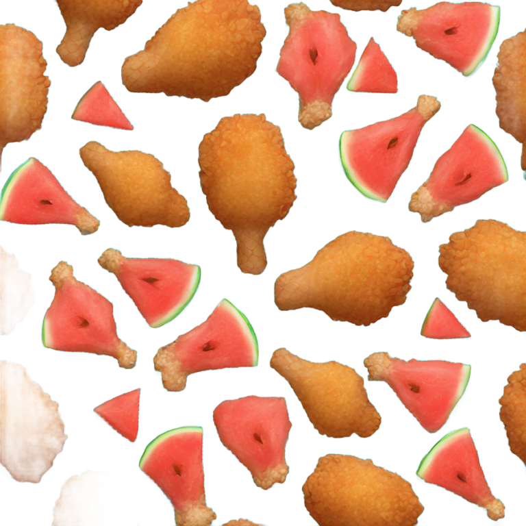 genmoji: Fried chicken drumstick with piece of watermelon
