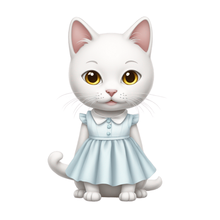 genmoji: White cat in maid dress