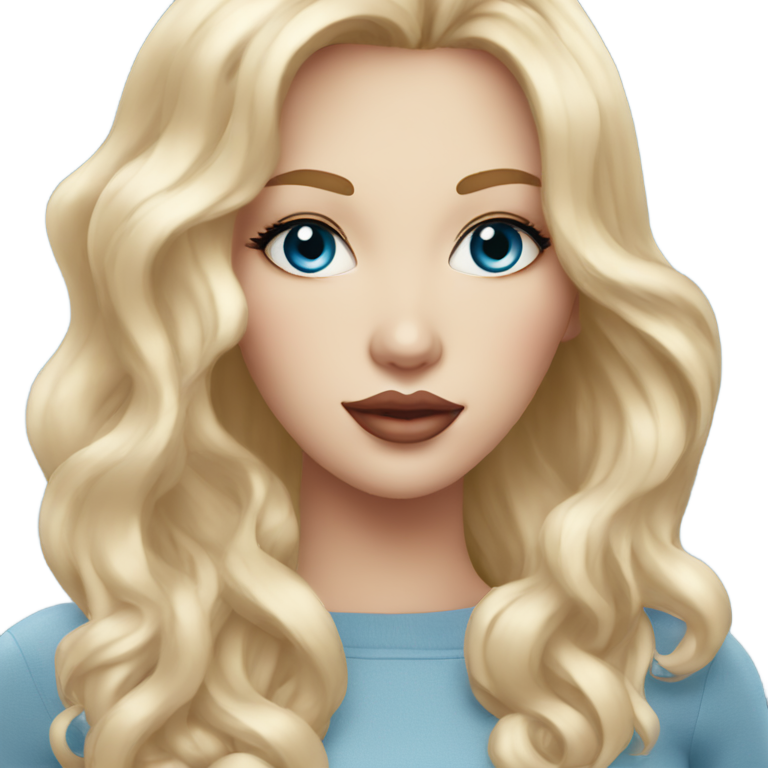 genmoji : Femmes aux cils naturels, grandes lèvres, yeux bleus, cheveux blonds, corps pulpeux et visage beau et attirant.