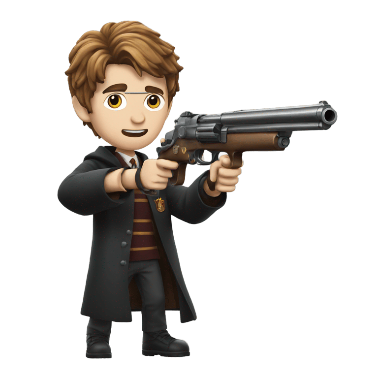 genmoji：harry potter shooting a gun
