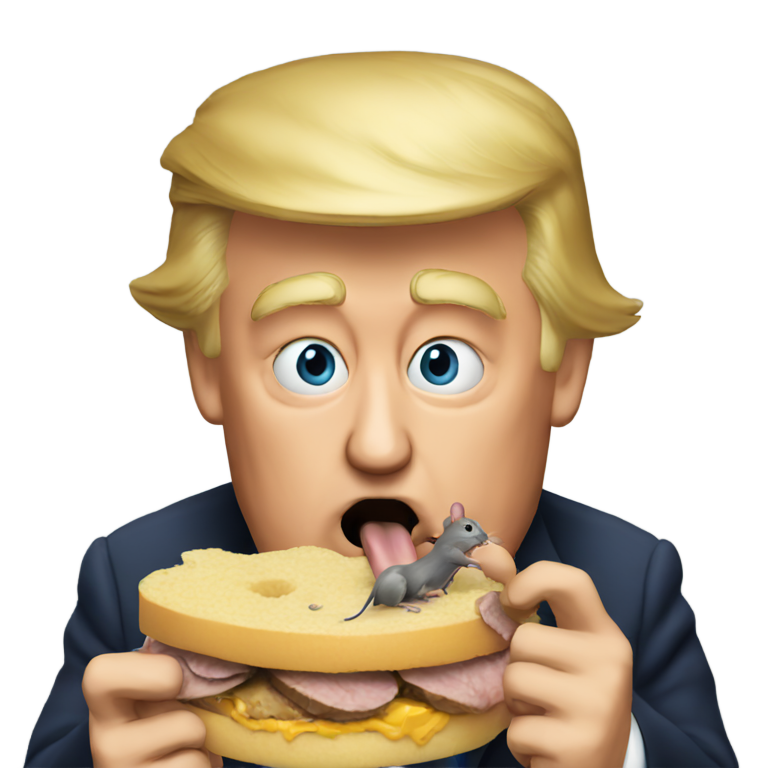 genmoji : Donald Trump mangeant des rats