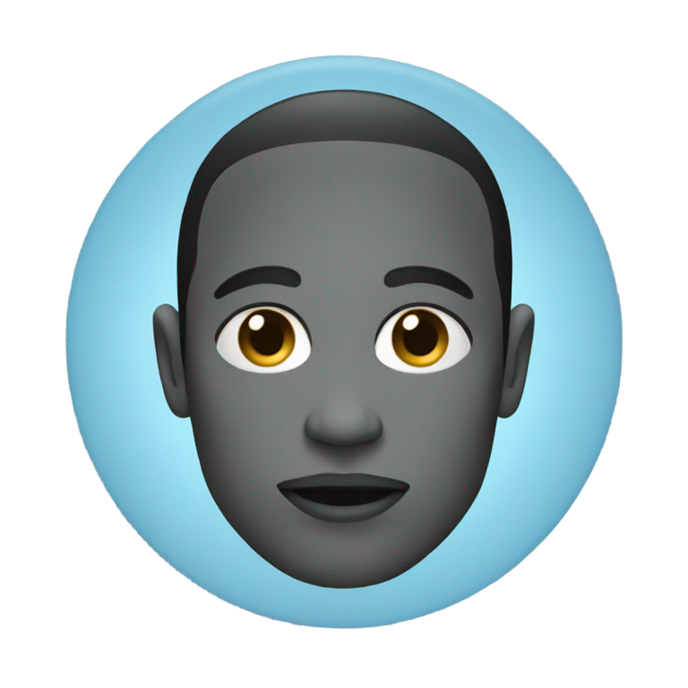 genmoji : Un cercle noir avec un centre bleu clair.