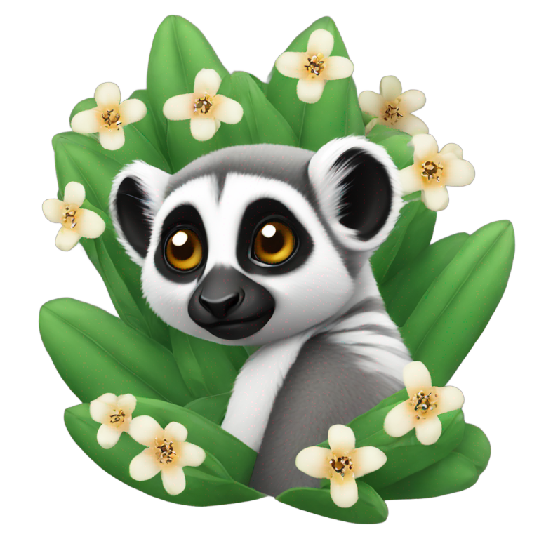 genmoji: A lemur surrounded by milkweed