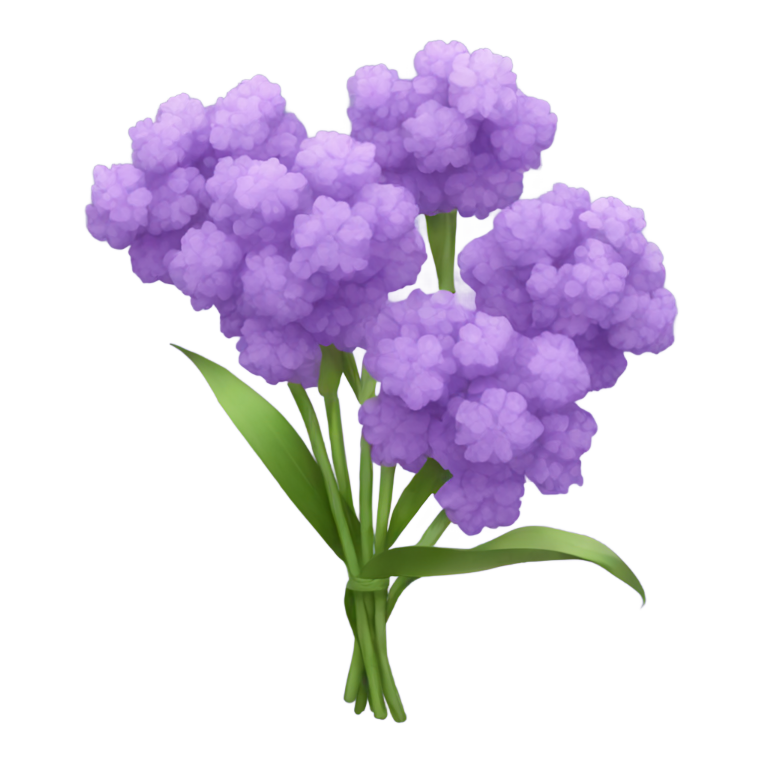 絵文字：透明なアメジストクラスターと紫の花束