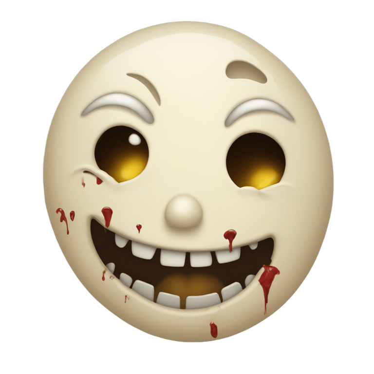 genmoji: a dead smily face that is horrific and gruesome and make me want to cry