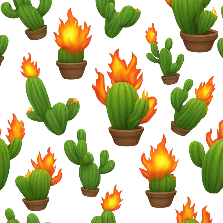 genmoji: Flaming cactus