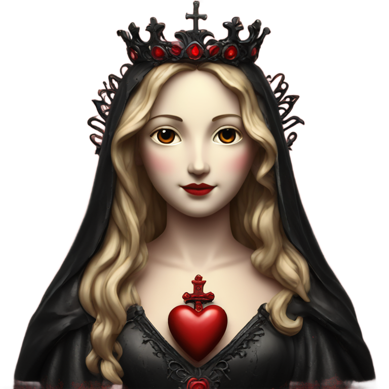 genmoji: red and black gothic vintage trinket sacred heart, religious iconography