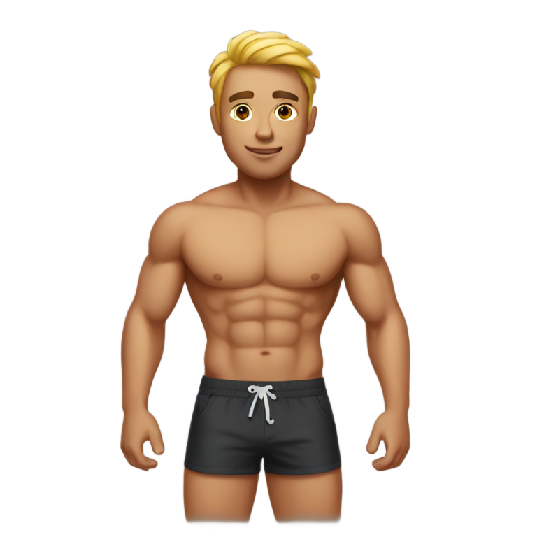 genmoji：紧身泳裤肌肉男表情符号风格