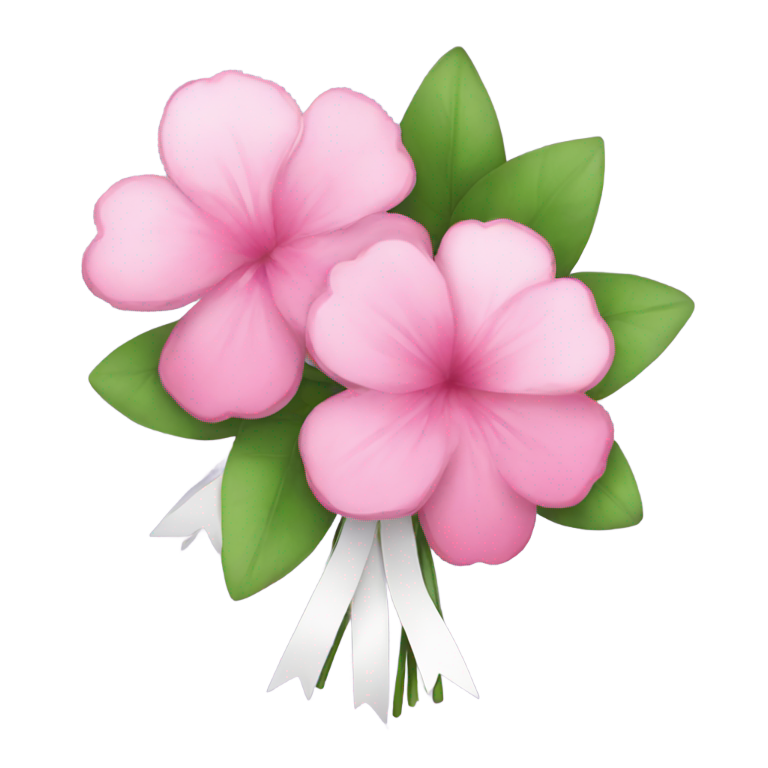 絵文字：ピンクの花束と白いリボン