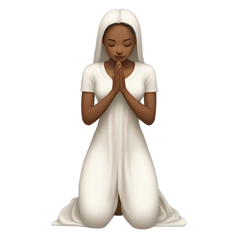 genmoji : Femme agenouillée en prière