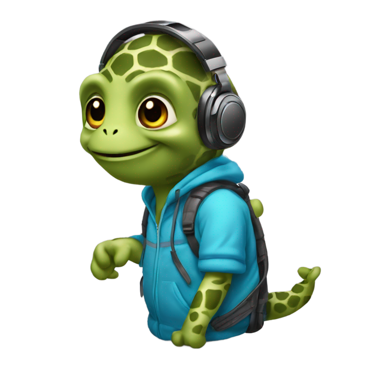 genmoji: Een schildpad die een dj is