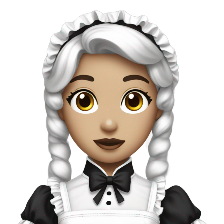 genmoji : Diddy en tenue de soubrette française noir et blanc, style femboy twink.