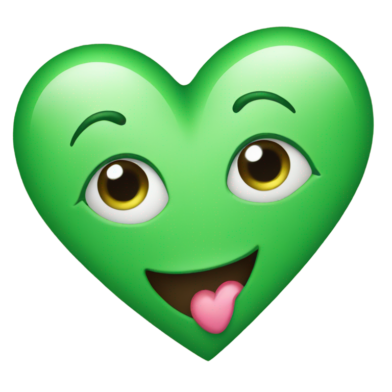 genmoji: Green heart emoji with heart eyes