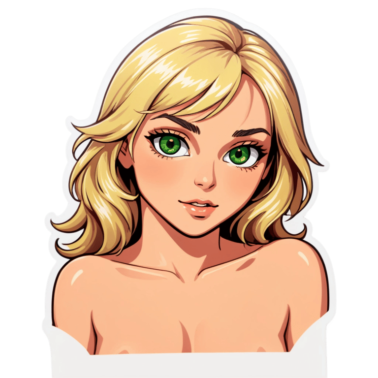genmoji : Blond hermaphrodite aux yeux verts, nu.