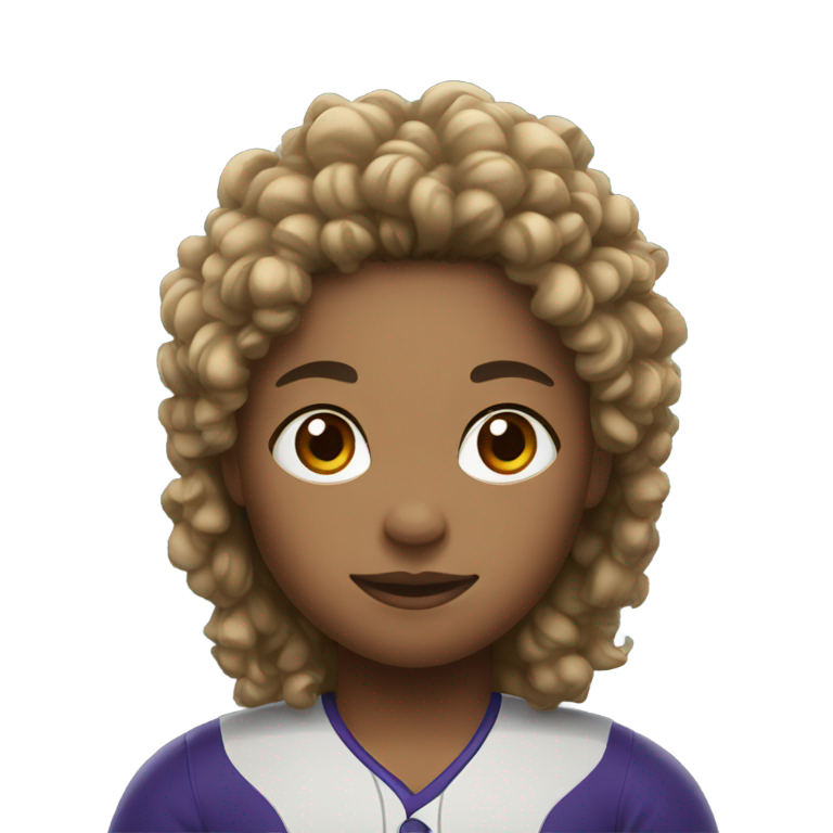 genmoji：黑人和亚裔的垒球运动员，卷发