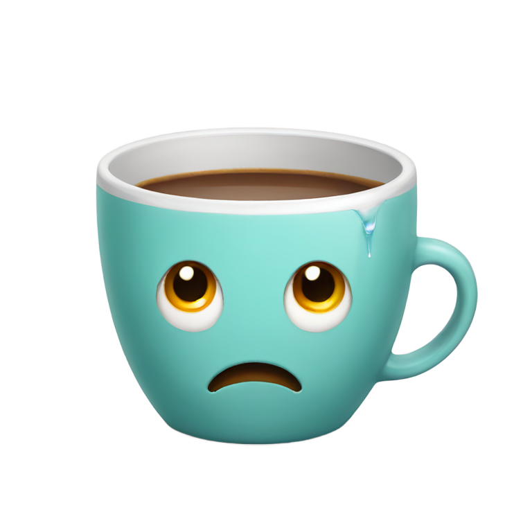 genmoji：伤心的咖啡杯流泪
