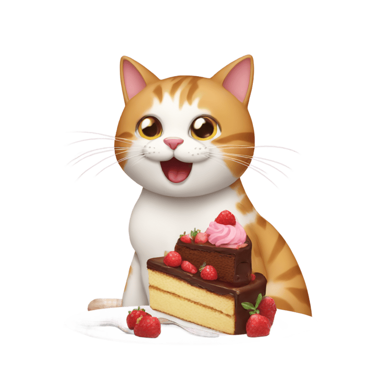 genmoji: cat eating cake