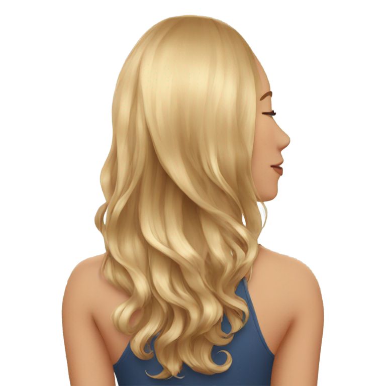 genmoji：A cute woman back pose with  long hairs