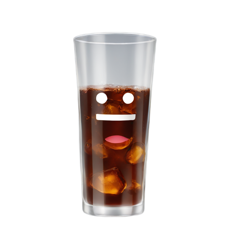 genmoji : Cola dans un verre transparent sans logo