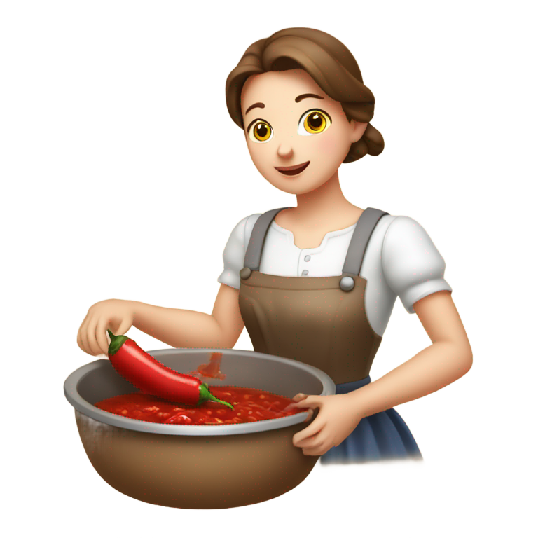 genmoji : Laitière trayant du piment des pis de vache