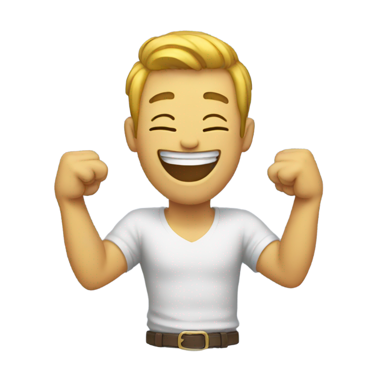 genmoji：抱着脖子大笑的家伙