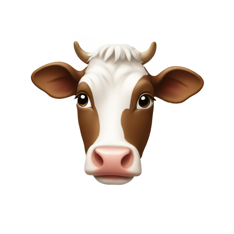 genmoji : Visage de vache dans un cœur blanc