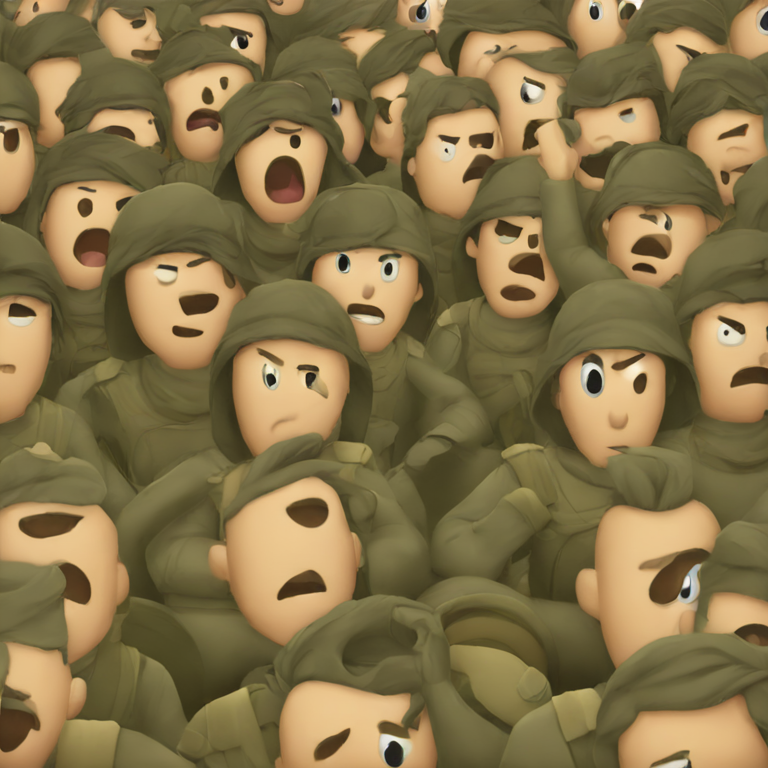 genmoji: An army surrounding the enemy king looking at him deviously