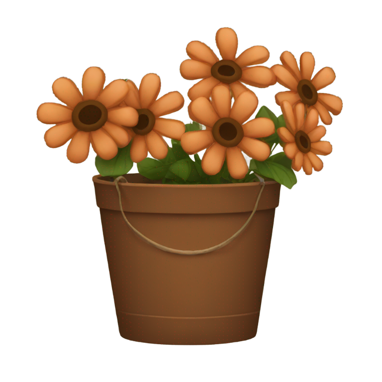 絵文字：茶色の花のバケツ