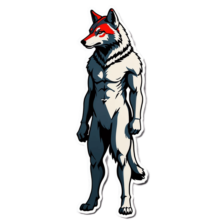 genmoji : Louve grise bipède nue