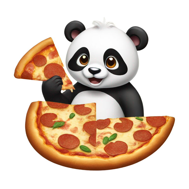 絵文字：パンダとリスがピザを食べる