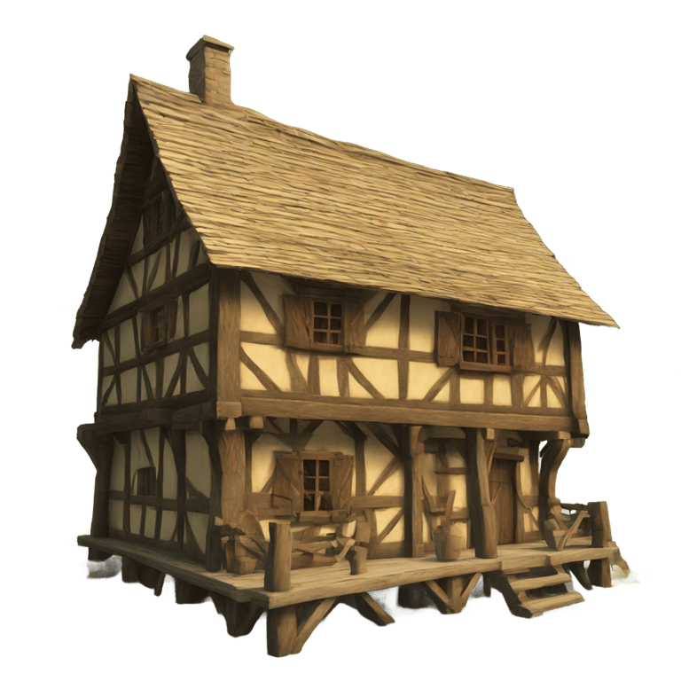 絵文字：Half wooden medieval house