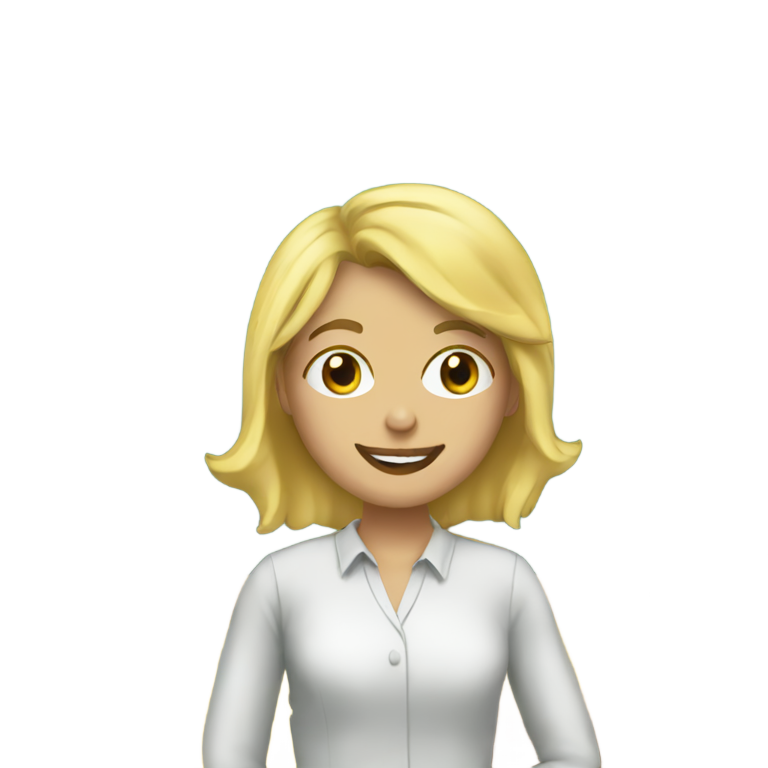 genmoji : Jeune professeur blond devant un tableau noir avec son iPhone